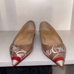 Christian Louboutin Red and Tan flats